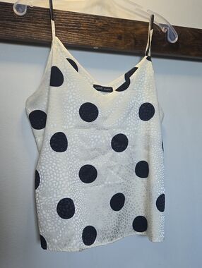 Mandy Evans White Polka Dot Satin Tank Top